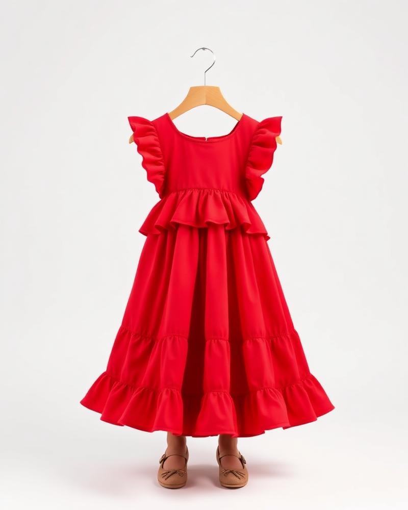 Girls Red Frock Dress