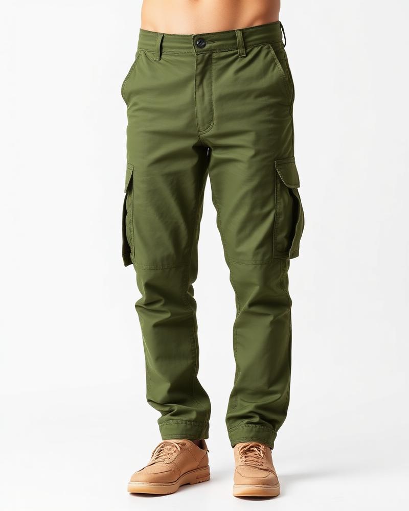 Men Olive Cargo Pants