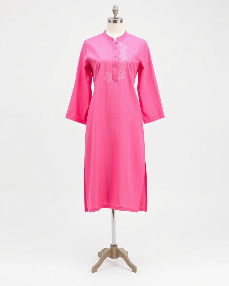 Women Pink Cotton Kurti