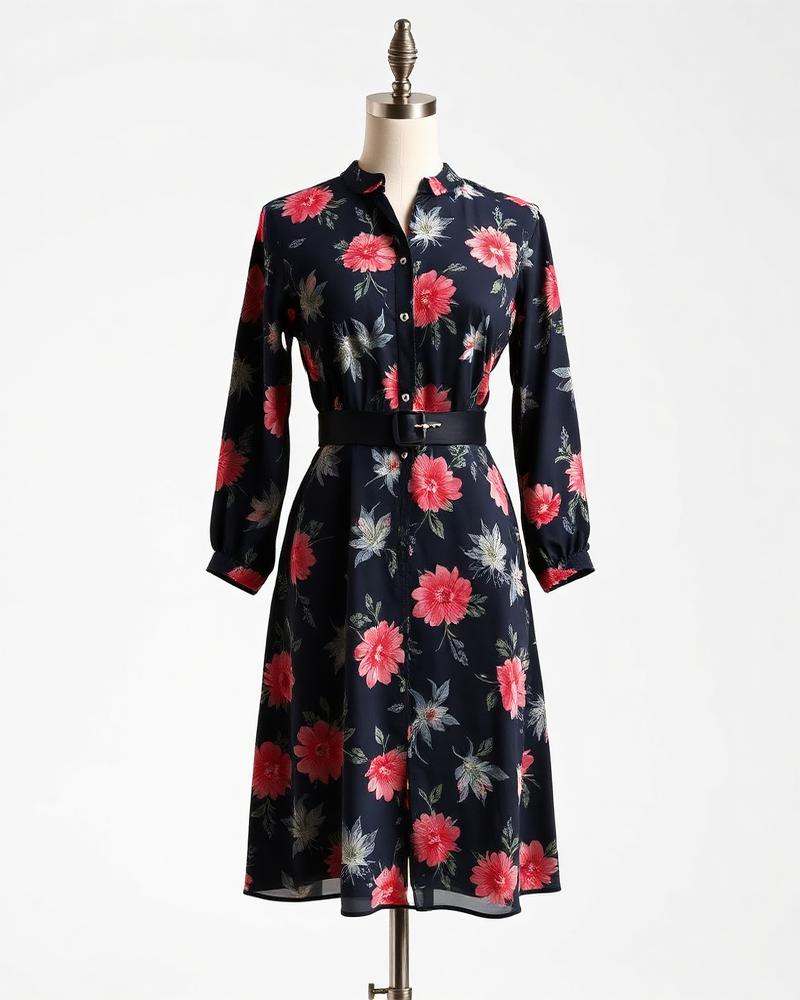 Women Black Floral Dress